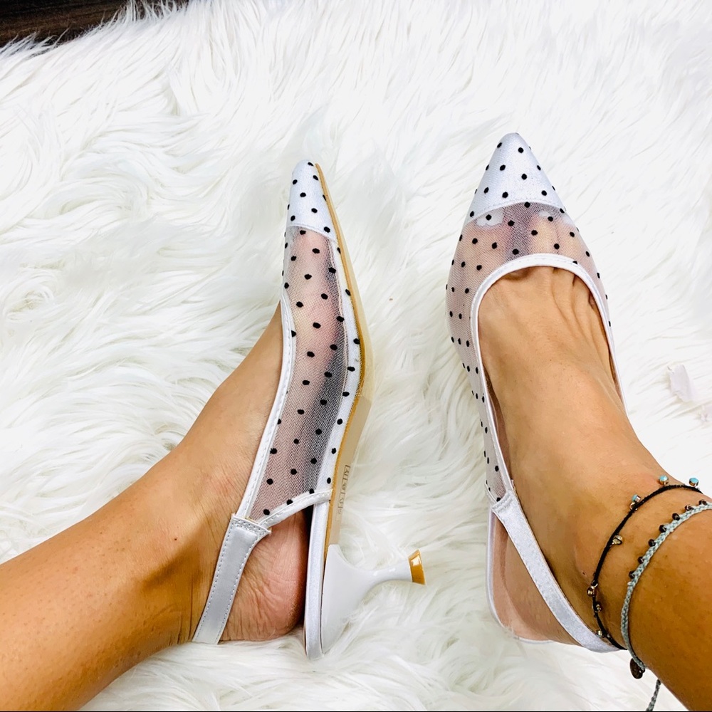 White polka dot sling back heel - Picture 9 of 10